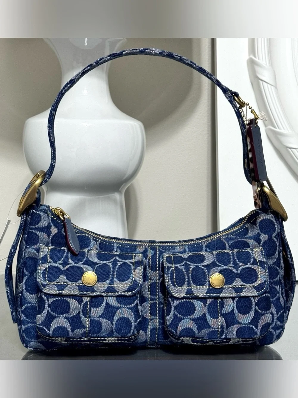 COACH Denim Cargo Shoulder Bag In Signature Denim